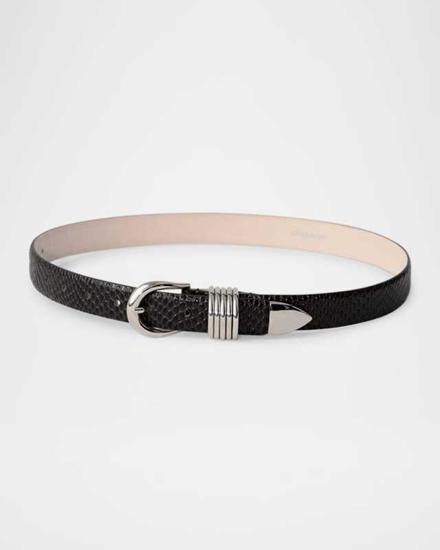 Hollyhock Viper-Print Leather Belt